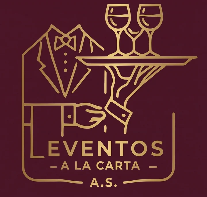 Logo de Eventos a la Carta A.S.: garzón con bandeja y copas